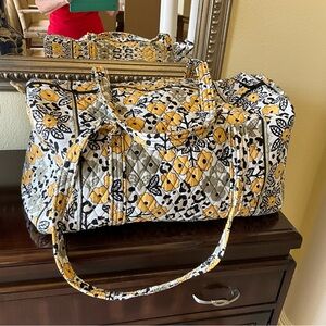 Vera Bradley Yellow and Black Floral Travel Duffel Bag